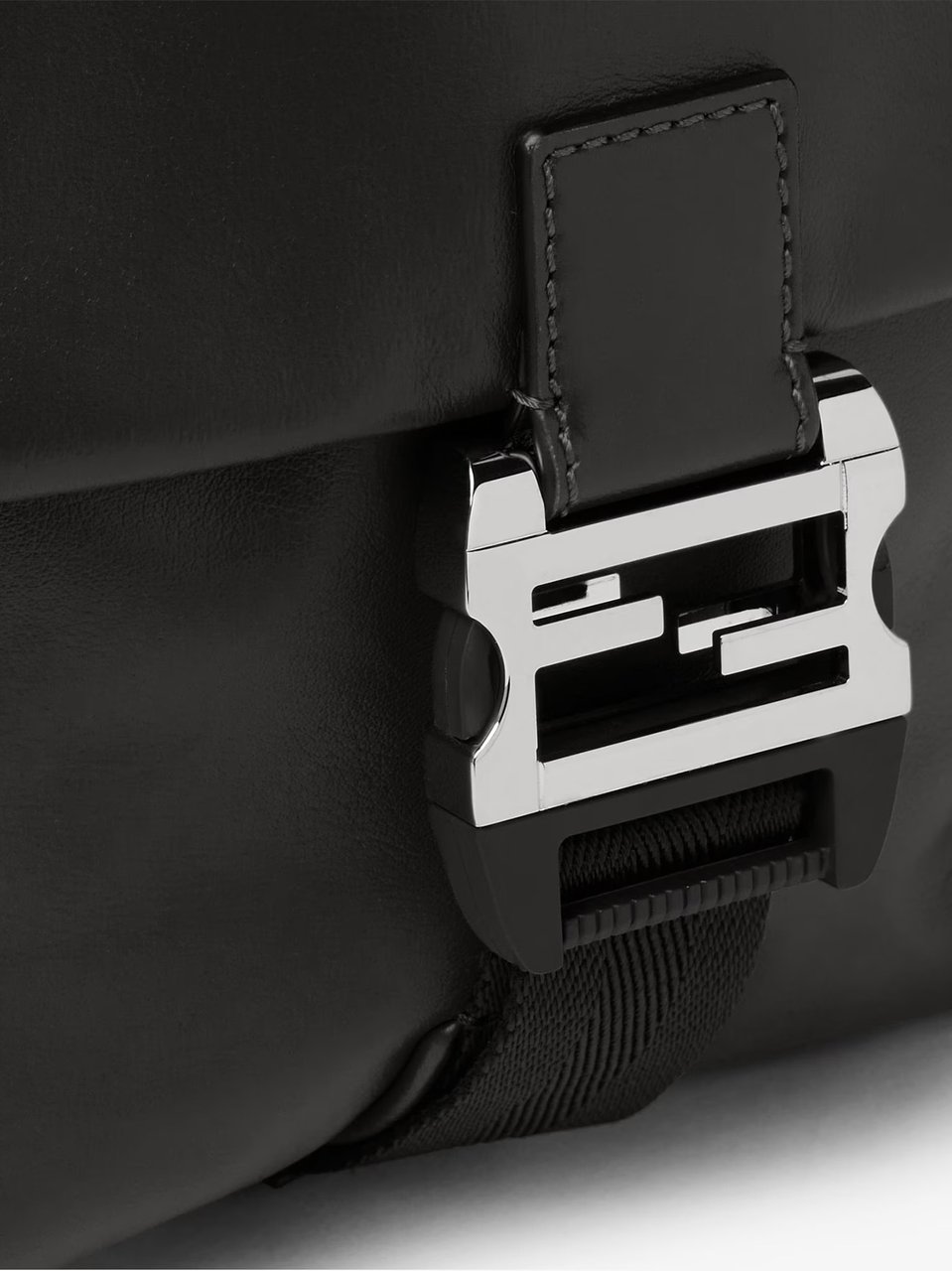 Fendi Baguette Crossbody Vit Malib Smooth Leather Bag Zwart
