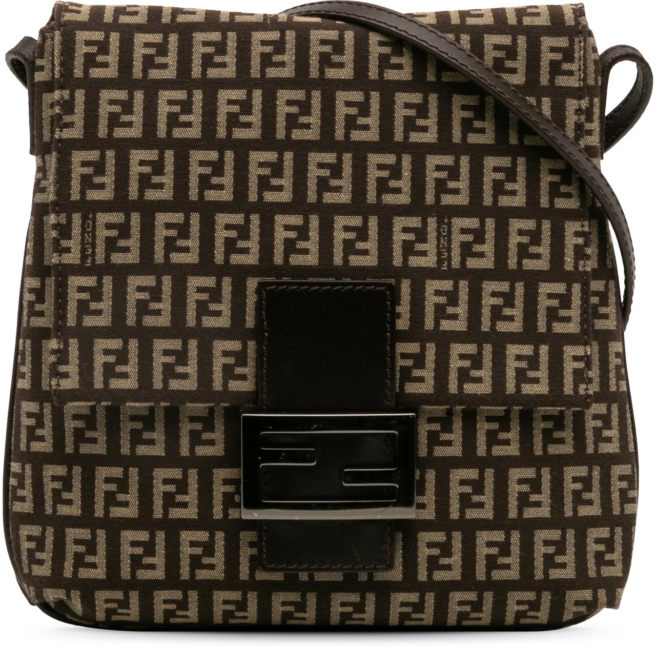 Fendi Zucchino Canvas Crossbody Bruin