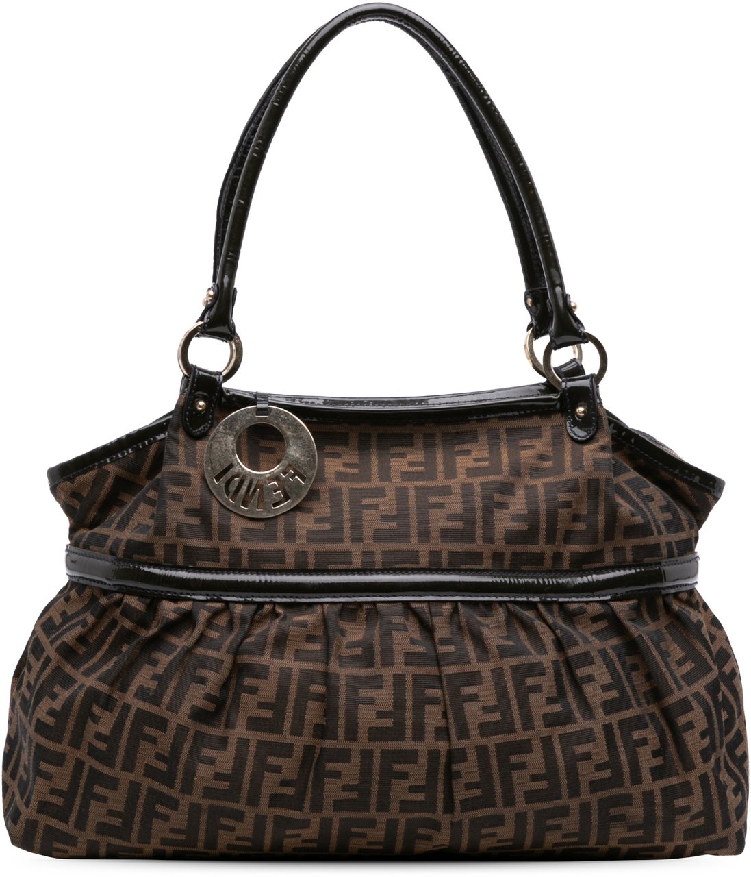 Fendi Large Zucca Canvas Chef Shoulder Bag Bruin