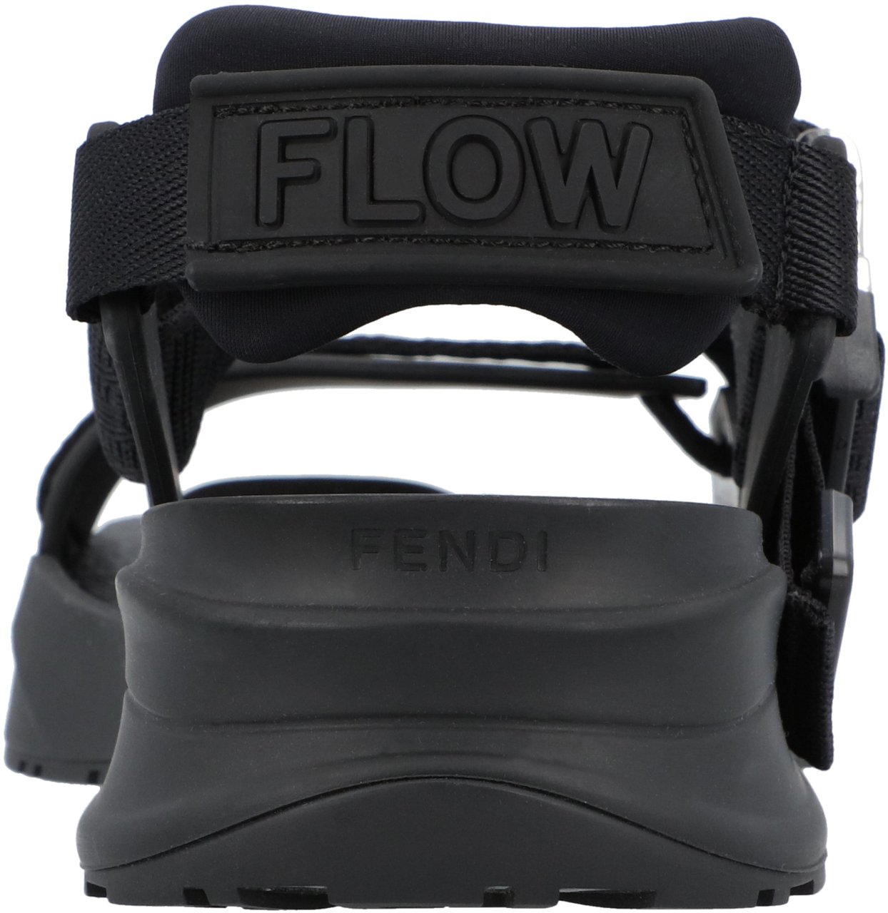 Fendi Black Rubber Sandals With Adjustable Straps Zwart