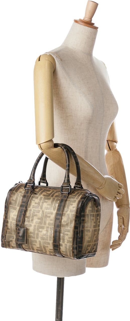 Fendi Zucca Mesh Boston Bag Bruin