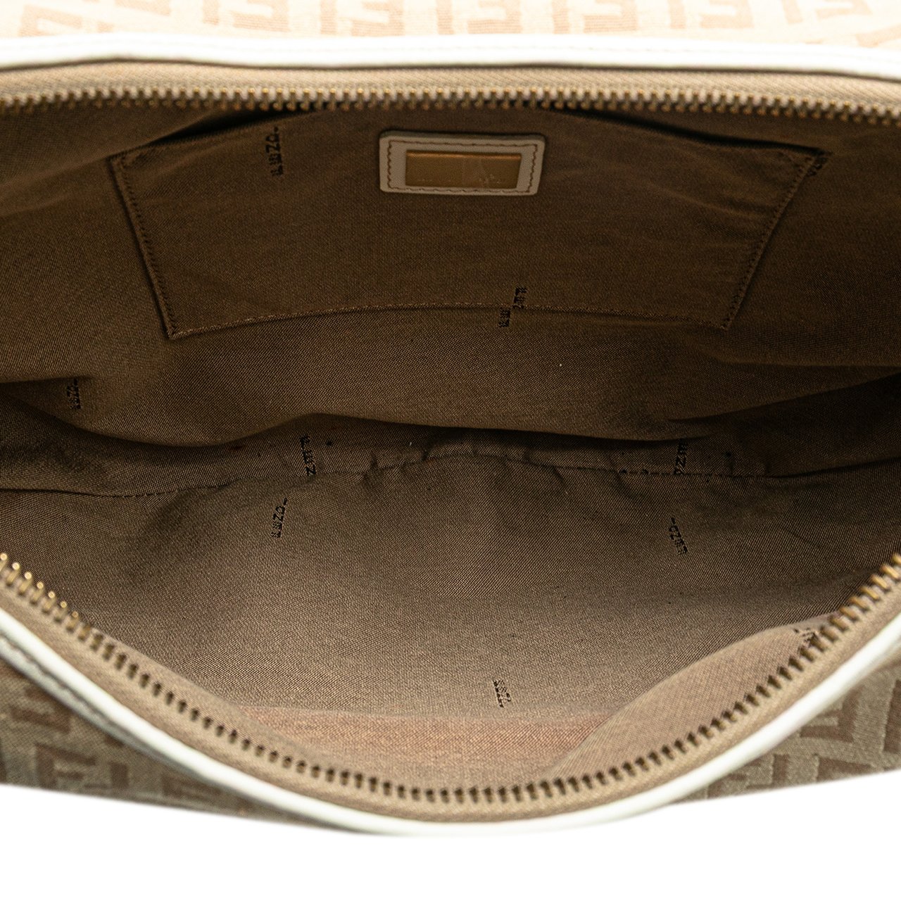 Fendi Zucchino Canvas Chef Pocket Hobo Bruin