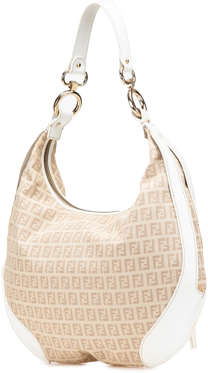 Fendi Zucchino Canvas Chef Pocket Hobo Bruin