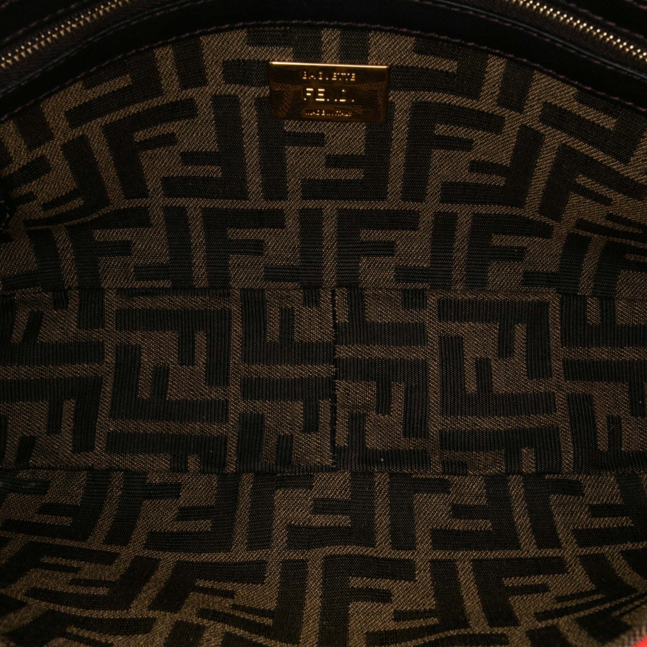 Fendi Medium Zucca Canvas Fluo Trim Baguette Satchel Bruin