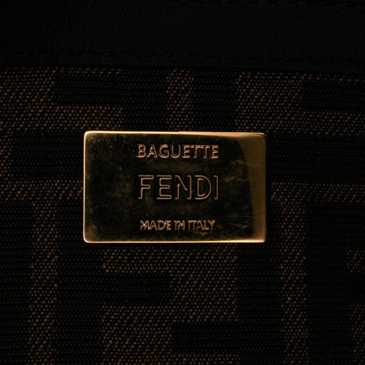 Fendi Medium Zucca Canvas Fluo Trim Baguette Satchel Bruin