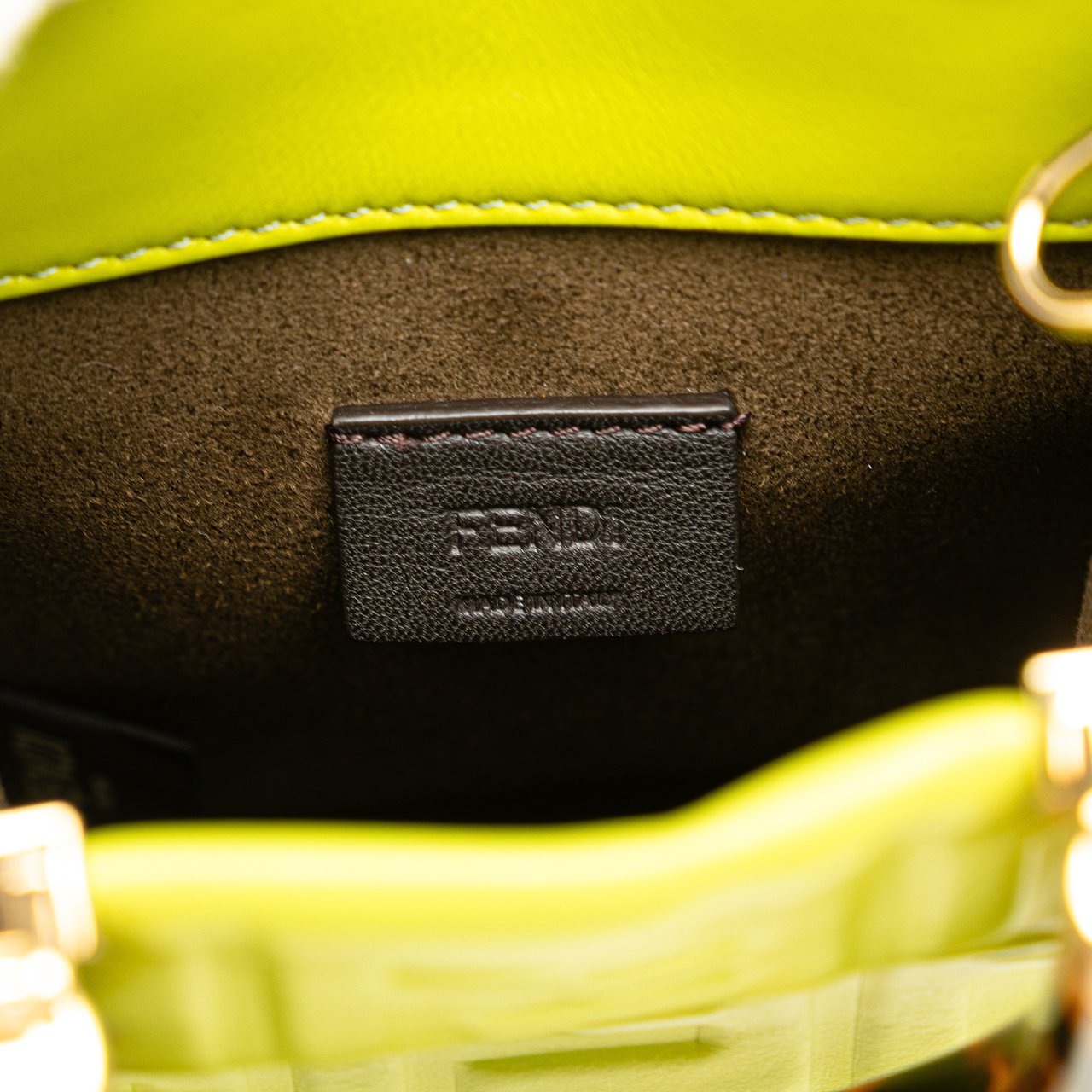 Fendi Mini Zucca Embossed Leather Sunshine Shopper Tote Groen