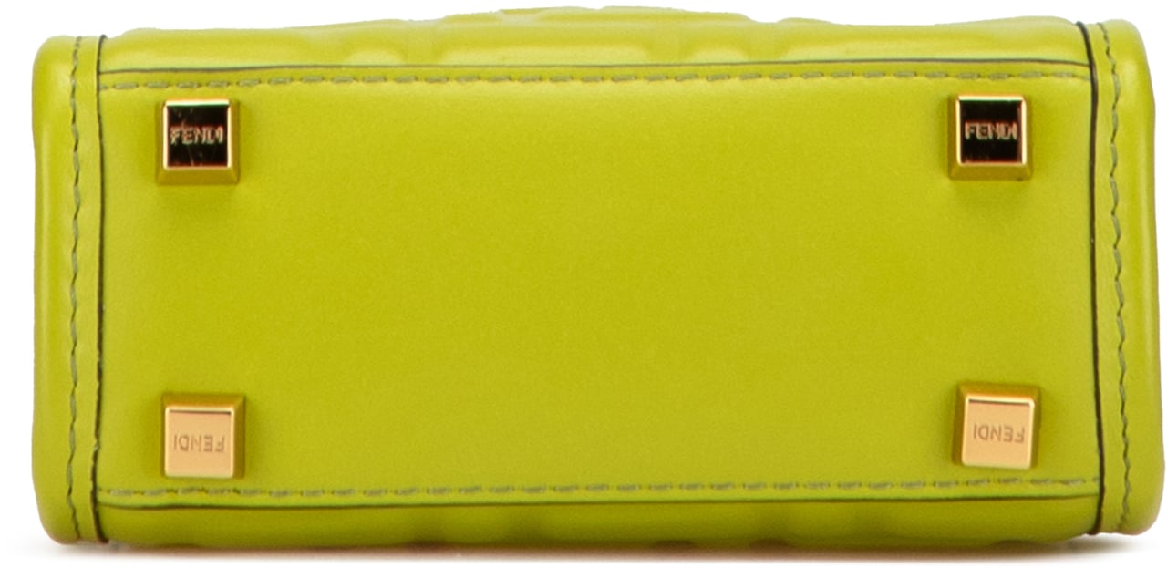 Fendi Mini Zucca Embossed Leather Sunshine Shopper Tote Groen