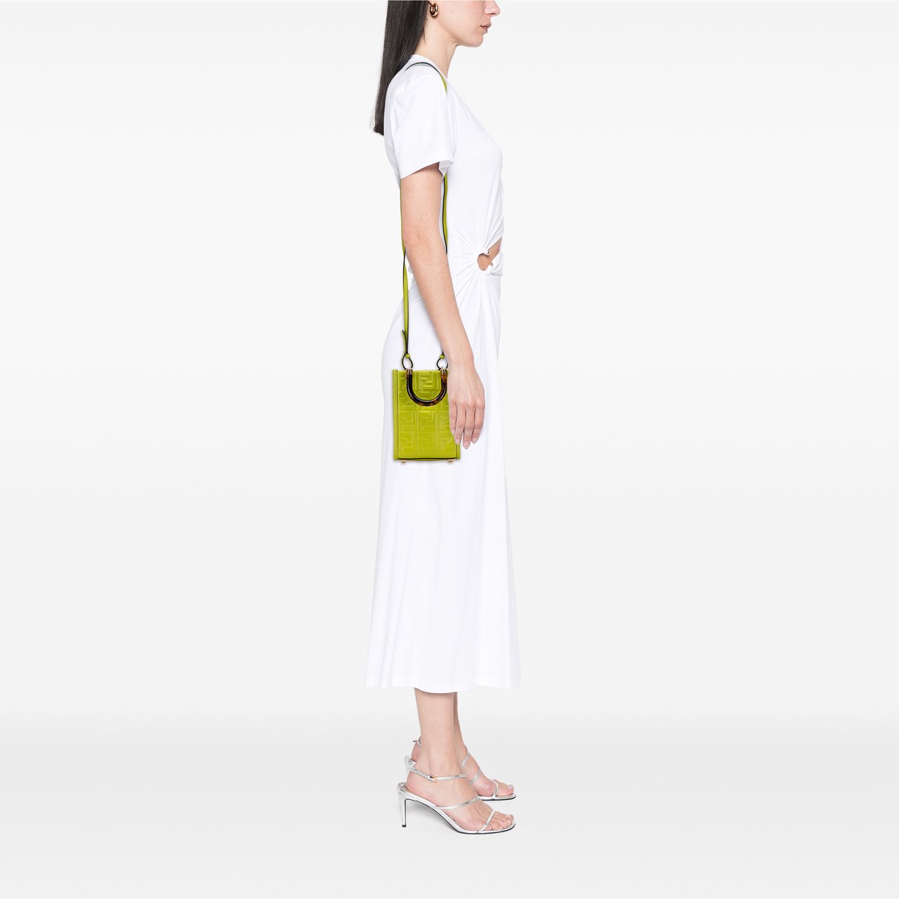 Fendi Mini Zucca Embossed Leather Sunshine Shopper Tote Groen