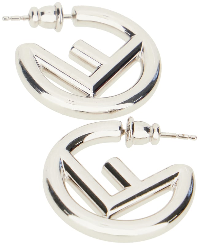 Fendi Fendi Silver metal F is Fendi earrings Zilver