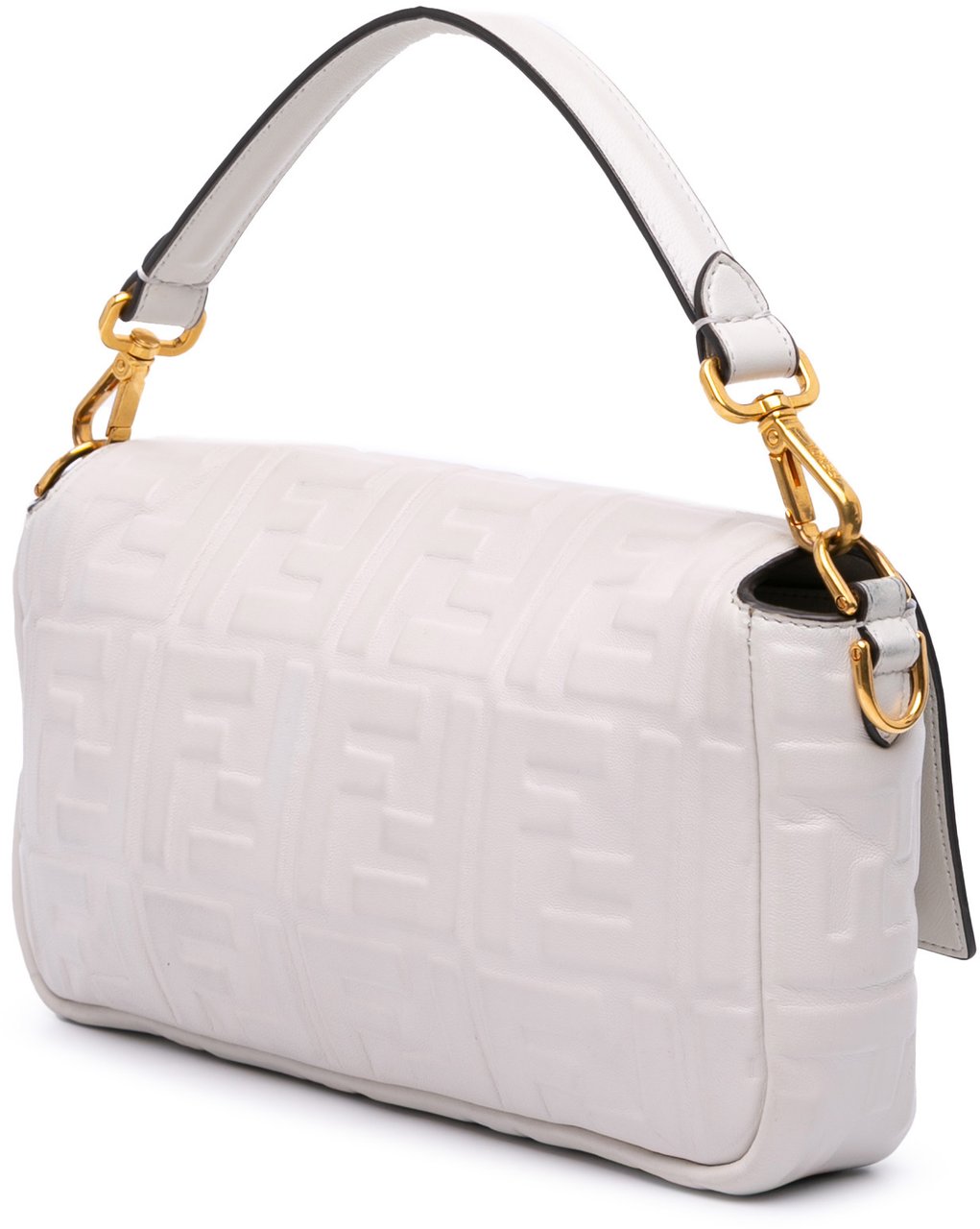 Fendi Zucca Embossed Leather Baguette Satchel Wit