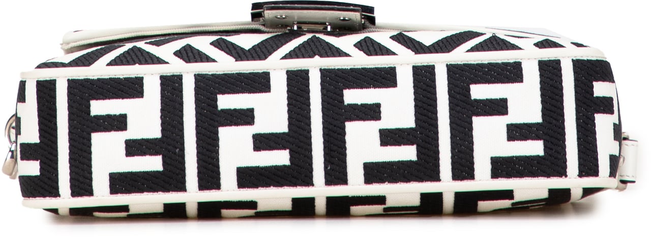 Fendi Zucca Embroidered Canvas Baguette Satchel Wit