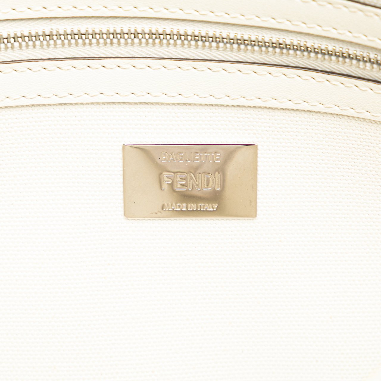 Fendi Zucca Embroidered Canvas Baguette Satchel Wit