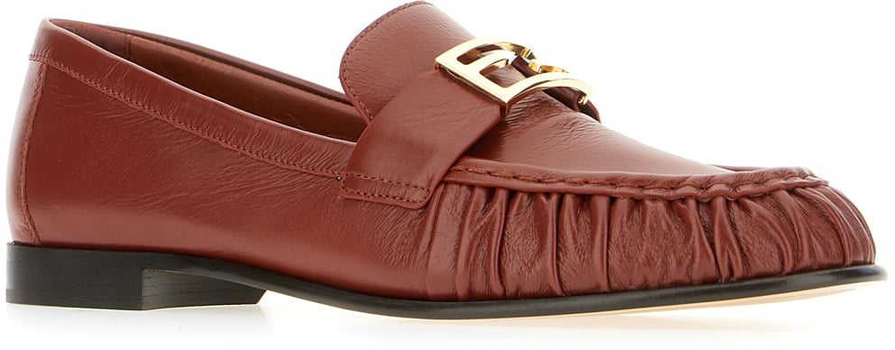 Fendi Fendi Brick nappa leather Baguette loafers Rood