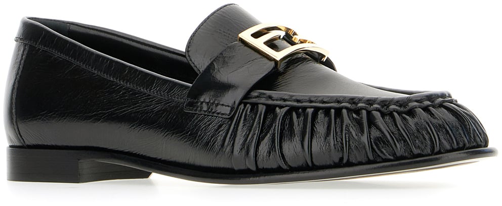 Fendi Fendi Black nappa leather Baguette loafers Zwart