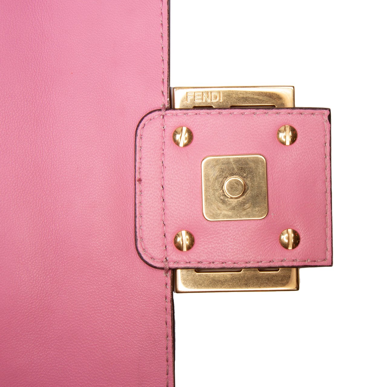 Fendi Zucca Embossed Leather Baguette Satchel Roze