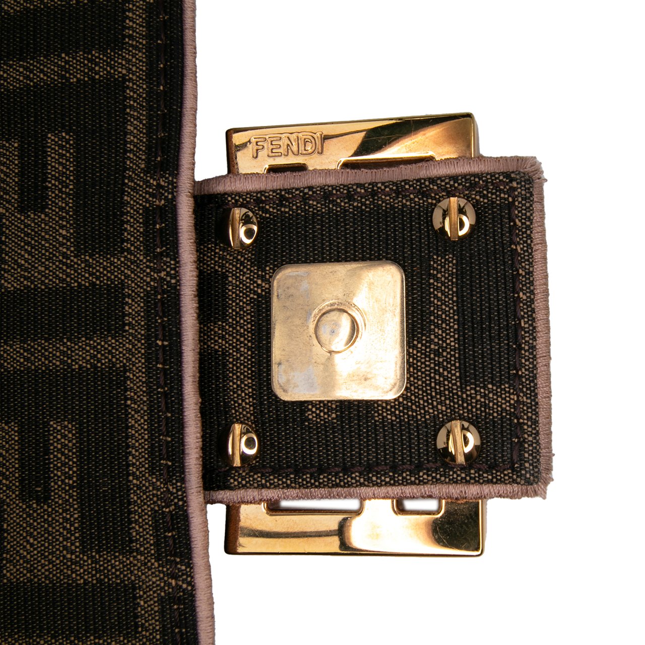 Fendi Zucca Canvas Paisley Embroidery Baguette Satchel Bruin
