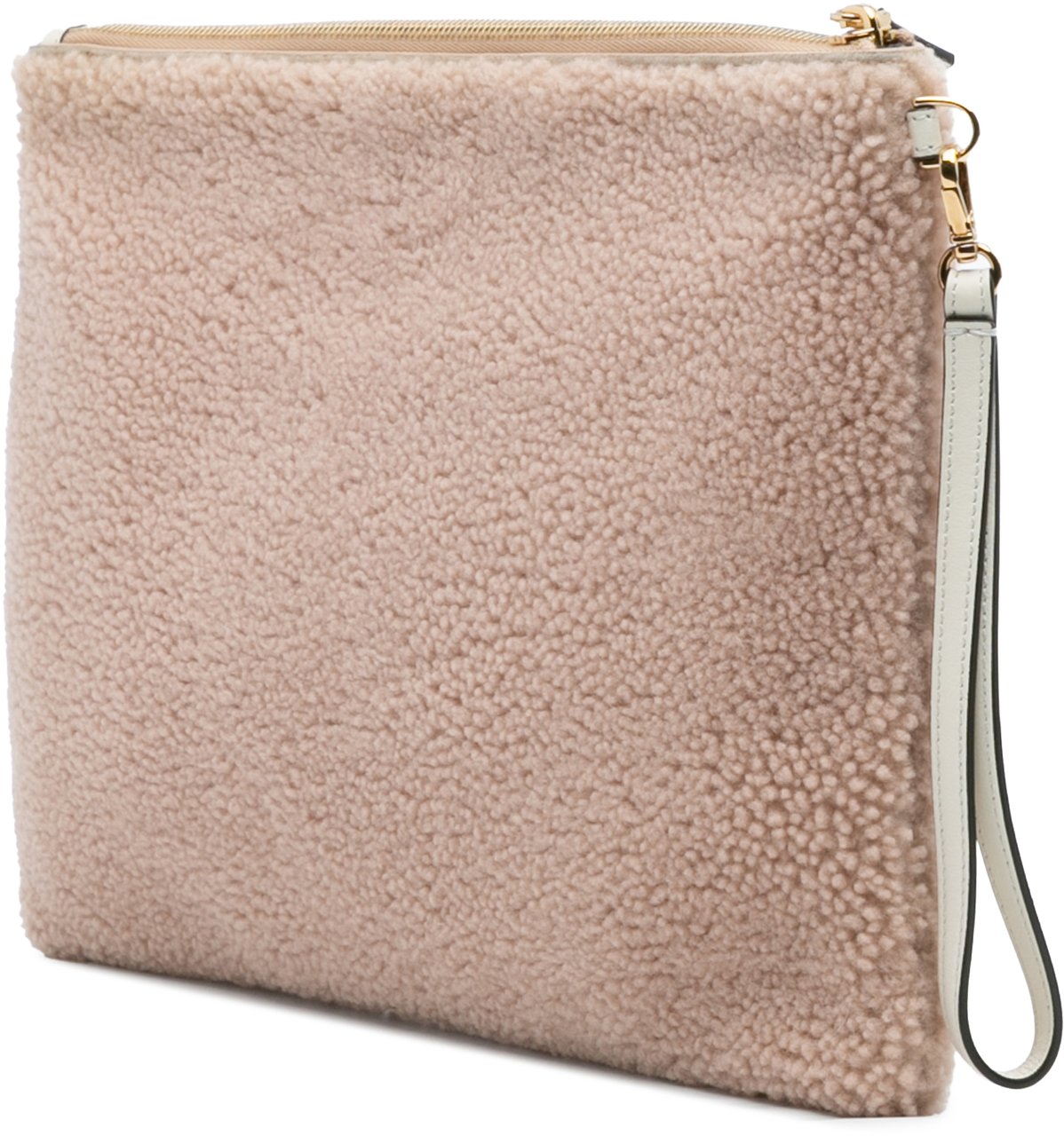 Fendi Shearling Logo Flat Pouch Bruin