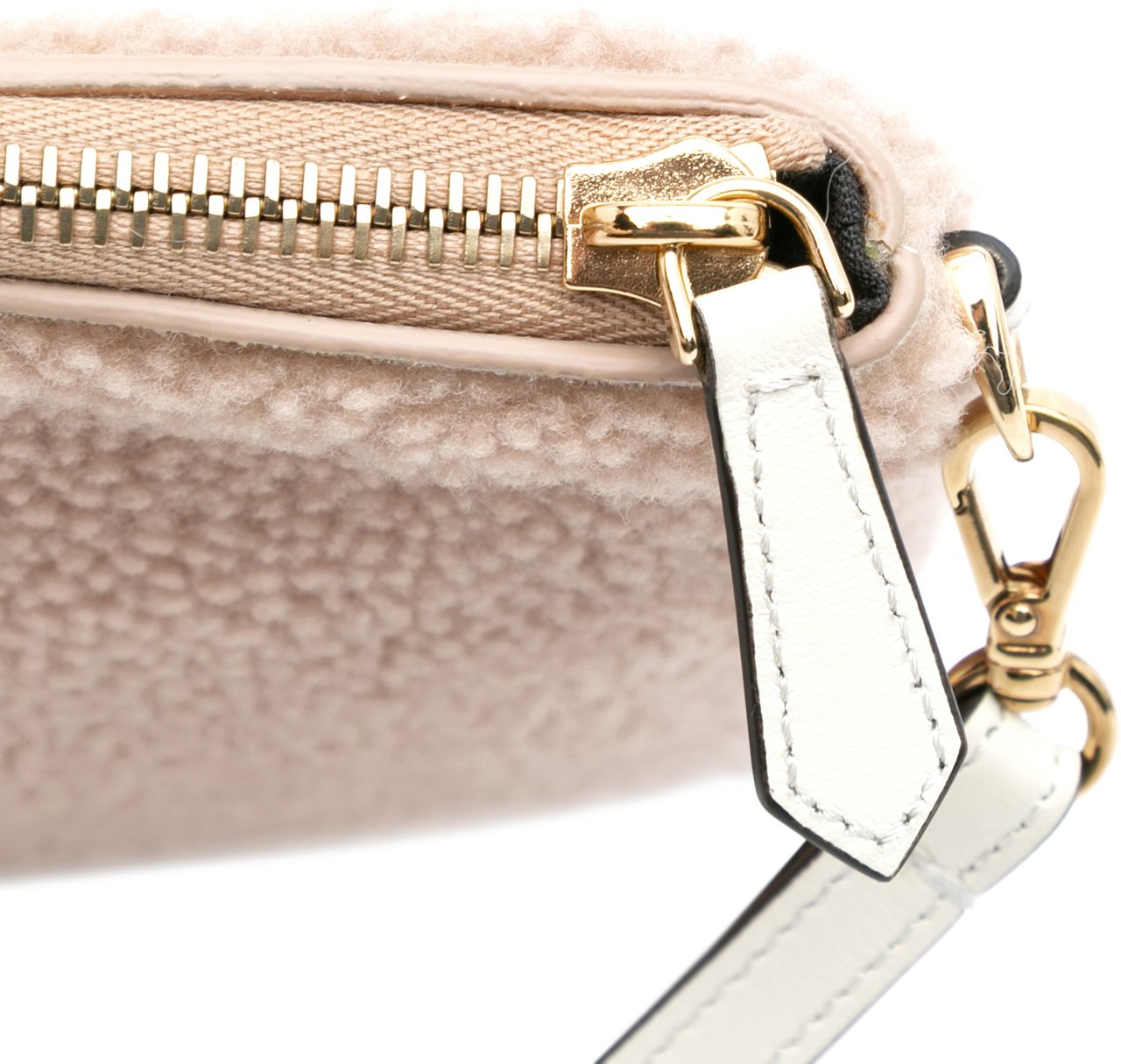 Fendi Shearling Logo Flat Pouch Bruin