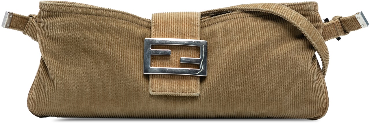 Fendi Corduroy Baguette Pochette Bruin