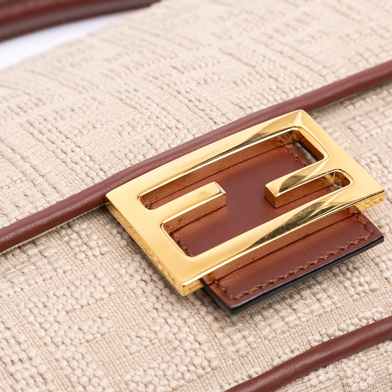 Fendi Zucca Embroidered Canvas Baguette Satchel Bruin