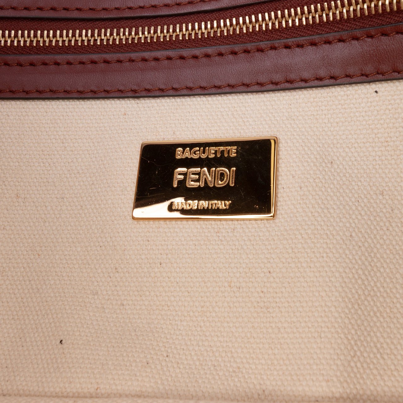 Fendi Zucca Embroidered Canvas Baguette Satchel Bruin
