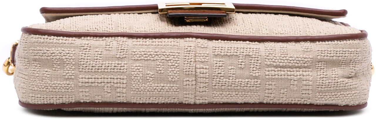 Fendi Zucca Embroidered Canvas Baguette Satchel Bruin