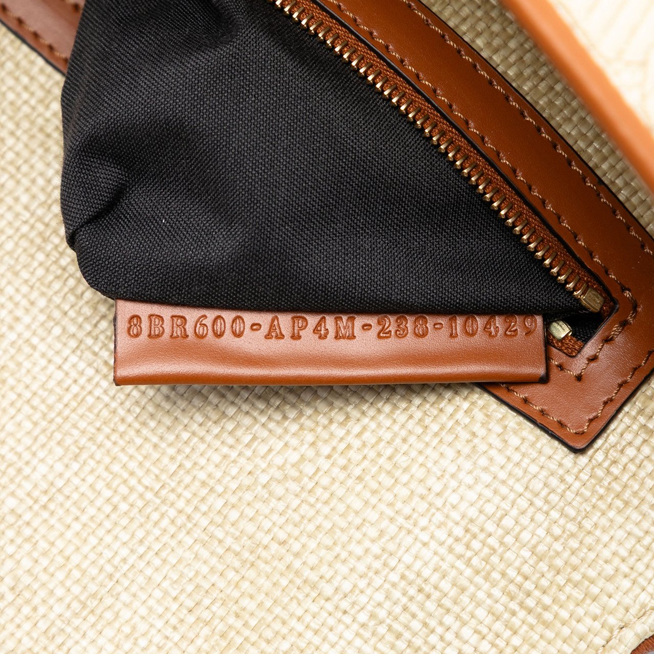 Fendi Zucca Embroidered Raffia Baguette Satchel Bruin