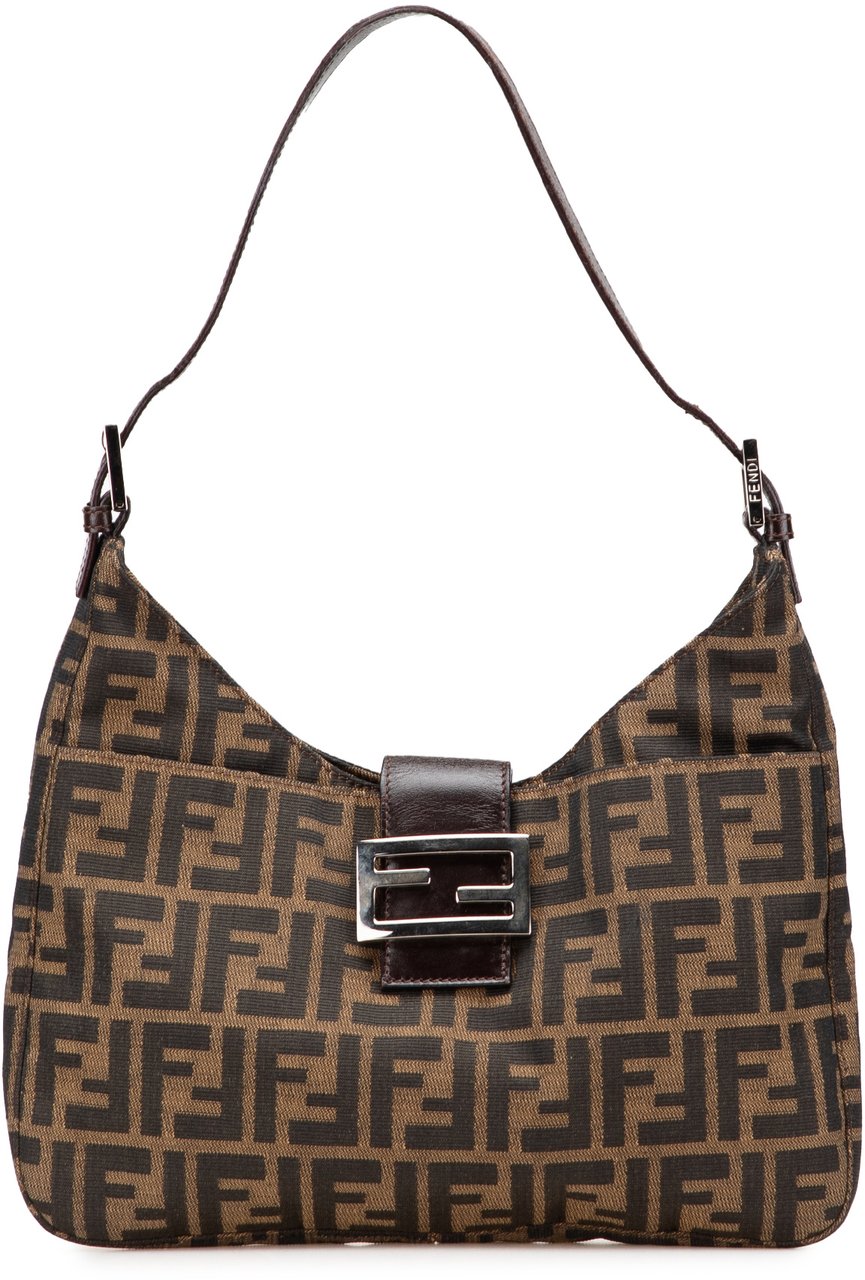 Fendi Zucca Canvas Shoulder Bag Bruin