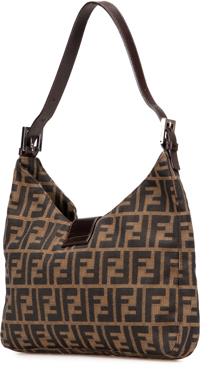 Fendi Zucca Canvas Shoulder Bag Bruin