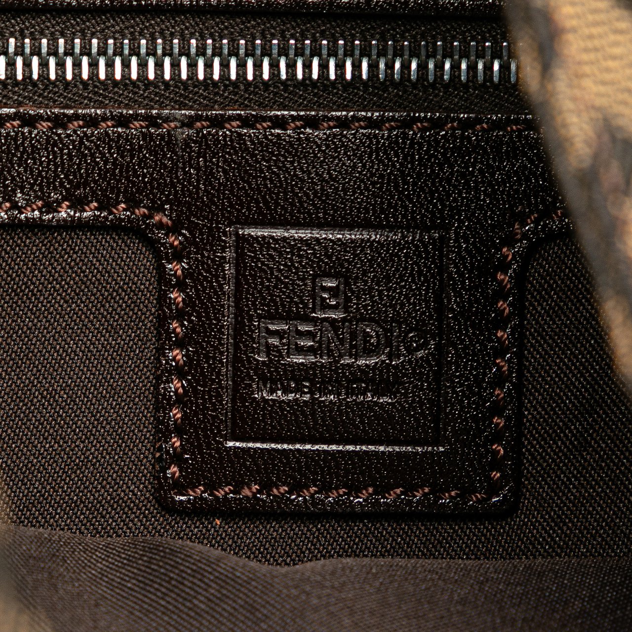 Fendi Zucca Canvas Shoulder Bag Bruin
