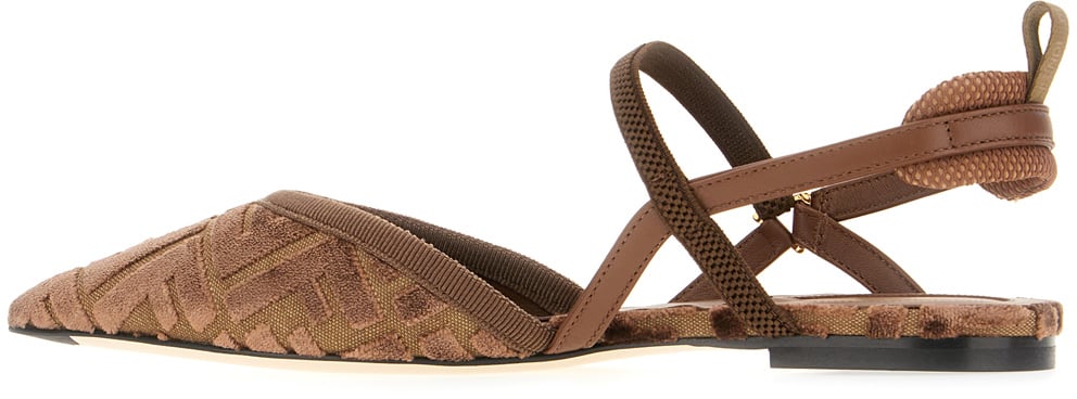 Fendi Fendi Chocolate velvet Kitten ballerinas Bruin