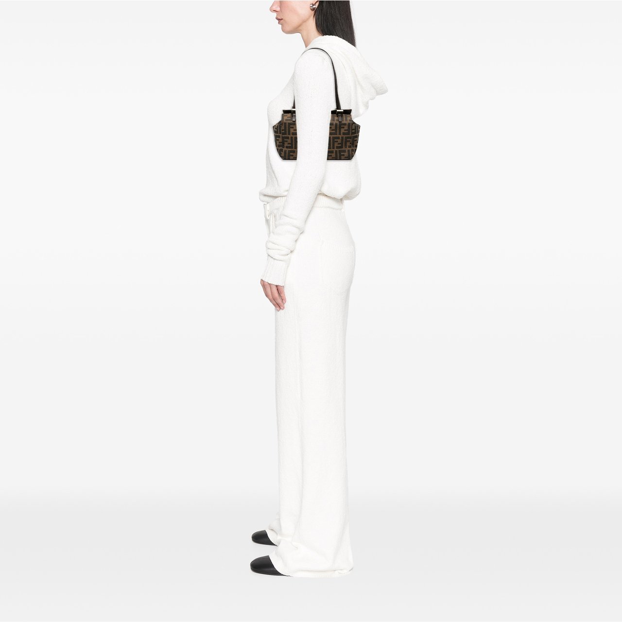 Fendi Zucca Canvas Bento Box Shoulder Bag Bruin