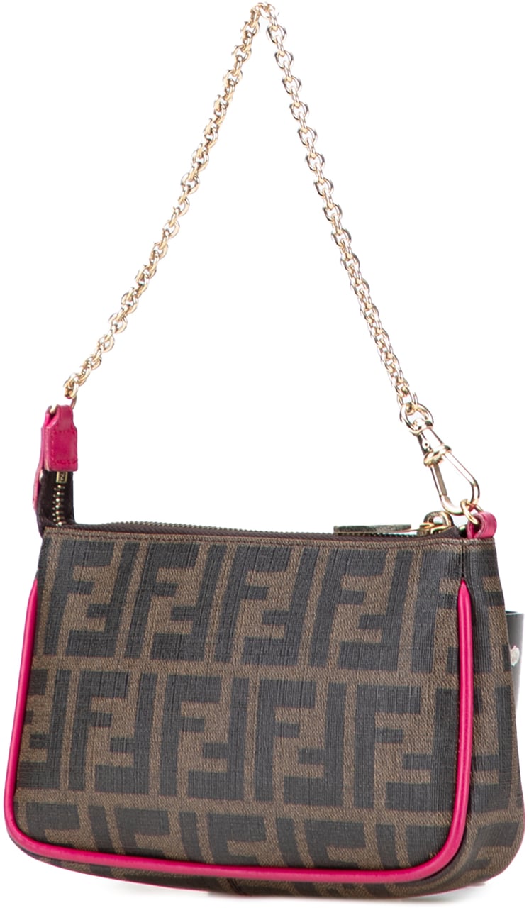Fendi Zucca Spalmati Chain Pochette Bruin