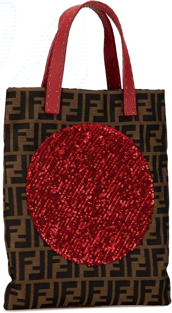 Fendi Zucca Canvas Sequins Tote Bruin