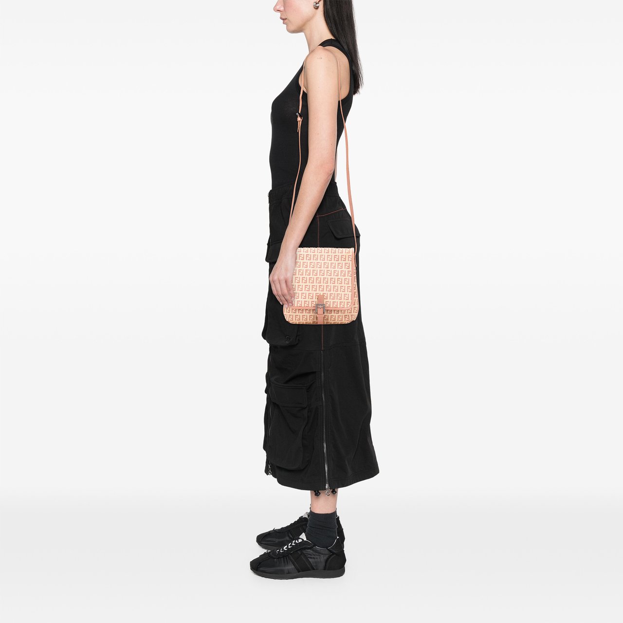 Fendi Zucchino Canvas Crossbody Bruin