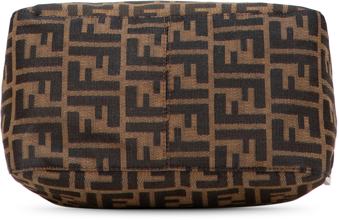 Fendi Zucca Canvas Double Flap Shoulder Bag Bruin
