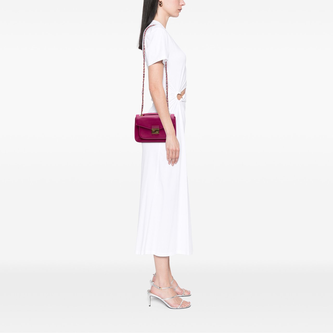 Fendi Nappa Be Baguette Crossbody Roze