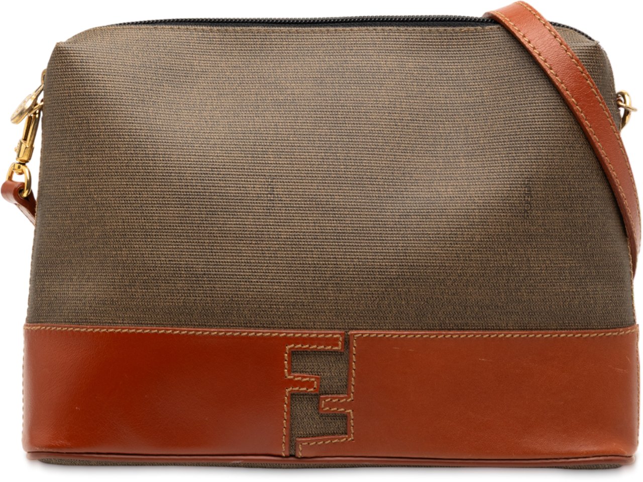 Fendi Coated Canvas Crossbody Bruin