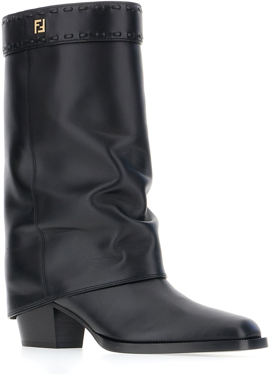 Fendi Fendi Black leather boots Zwart