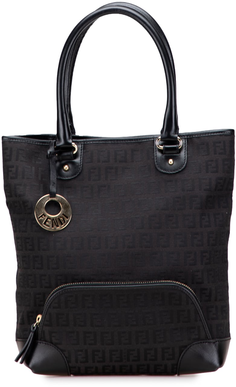 Fendi Zucchino Canvas Chef Front Pocket Shopping Tote Bruin