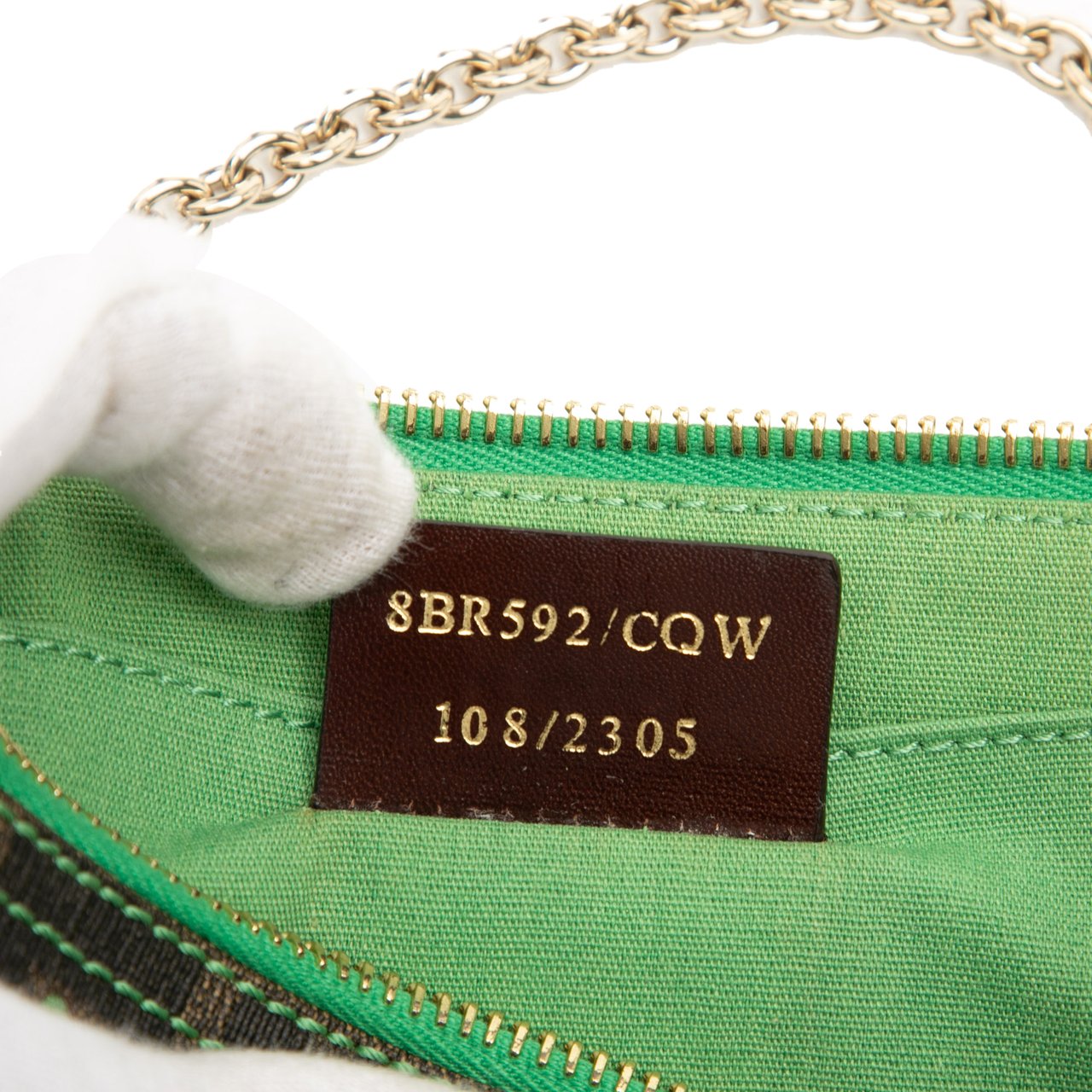 Fendi Zucca Spalmati Dots Chain Pochette Bruin