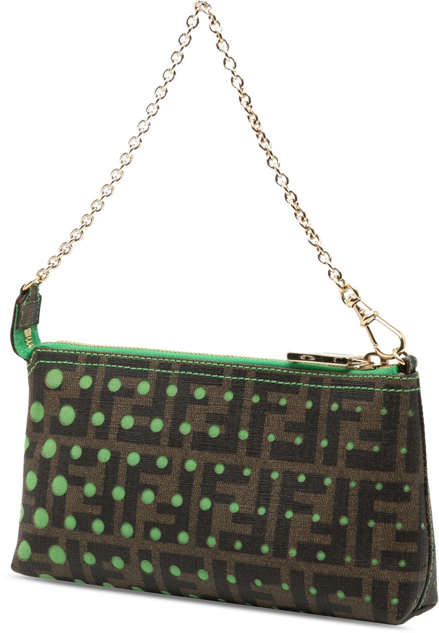 Fendi Zucca Spalmati Dots Chain Pochette Bruin