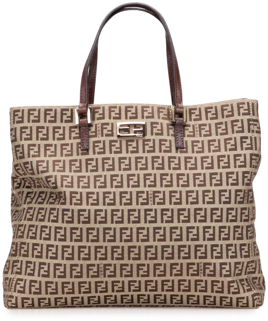 Fendi Zucchino Canvas Tote Bruin