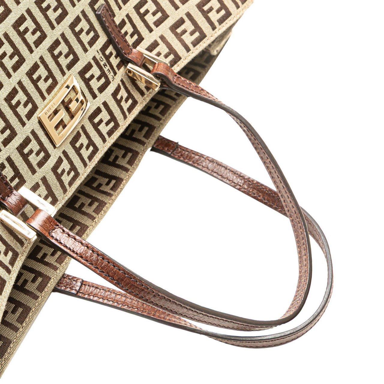 Fendi Zucchino Canvas Tote Bruin