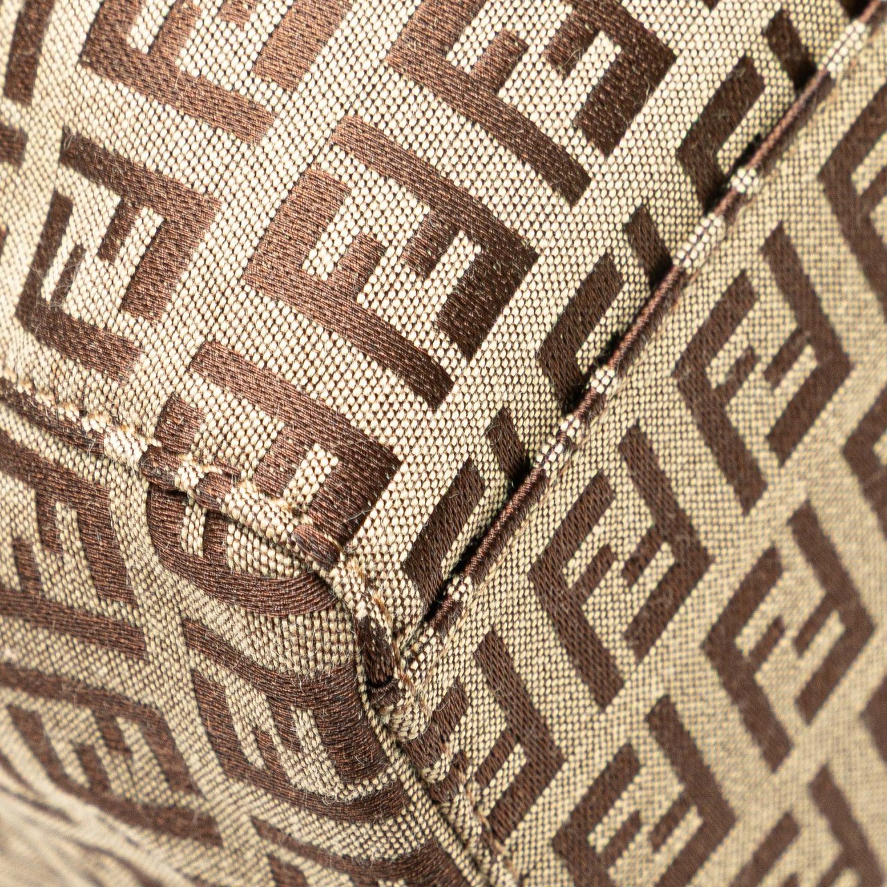 Fendi Zucchino Canvas Tote Bruin