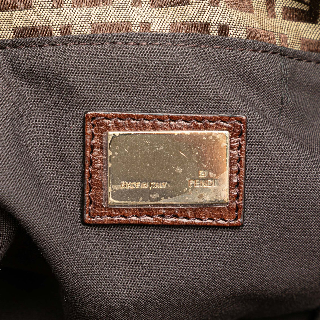 Fendi Zucchino Canvas Tote Bruin