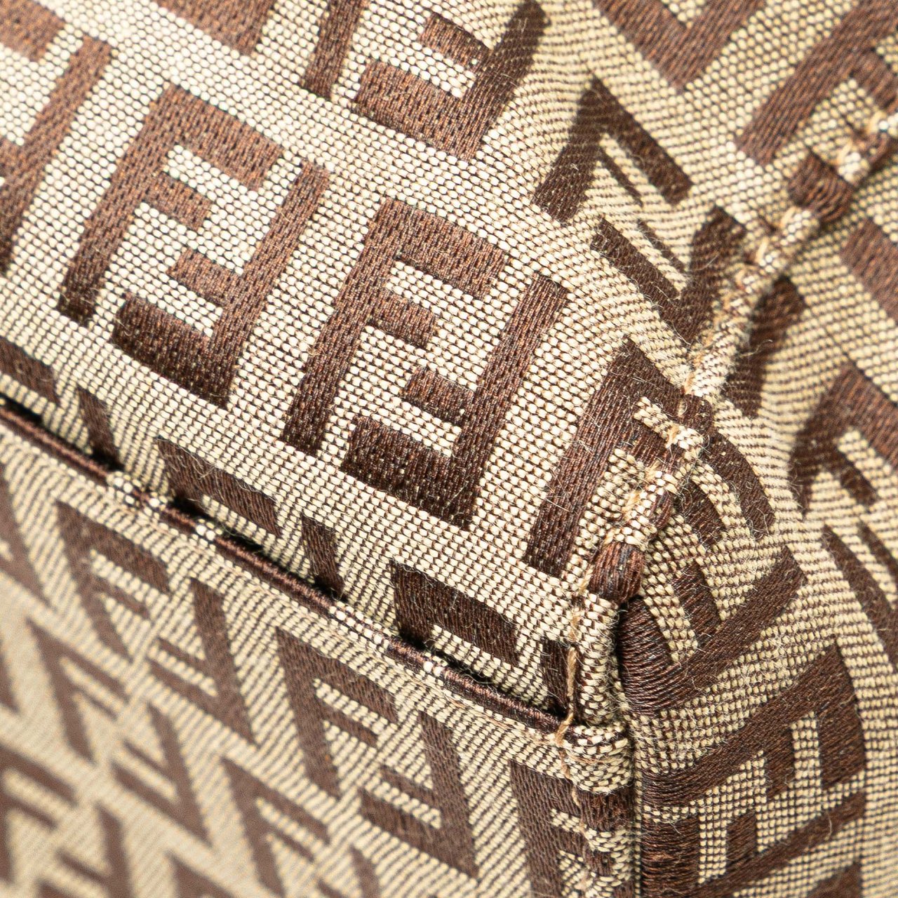 Fendi Zucchino Canvas Tote Bruin