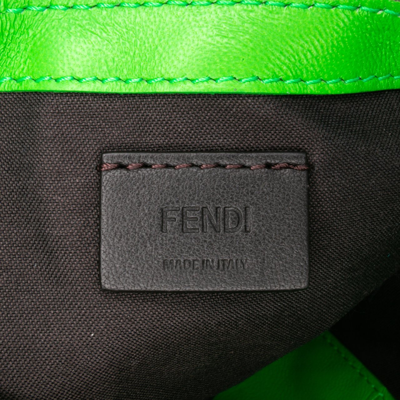 Fendi Mini Zucca Embossed Leather Baguette Satchel Groen