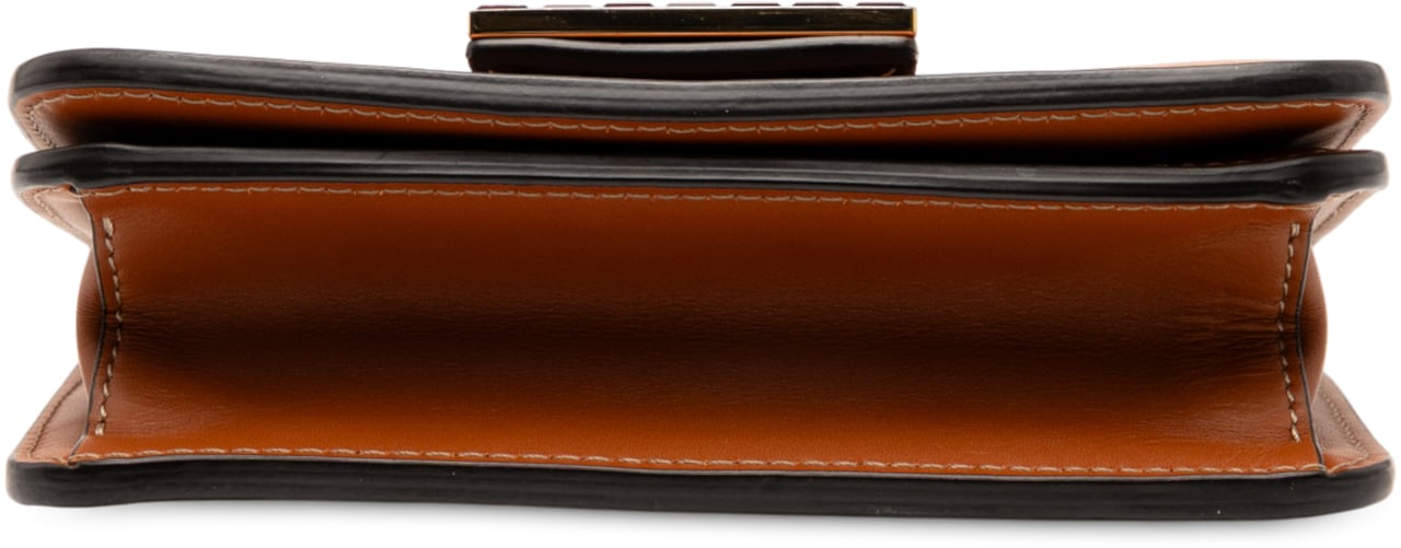 Fendi Leather Crystal Fab Crossbody Bruin