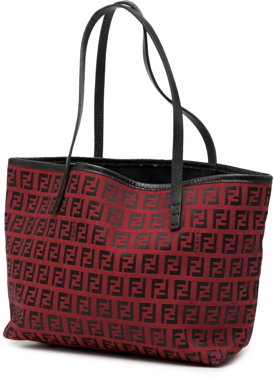 Fendi Zucchino Canvas Roll Tote Rood